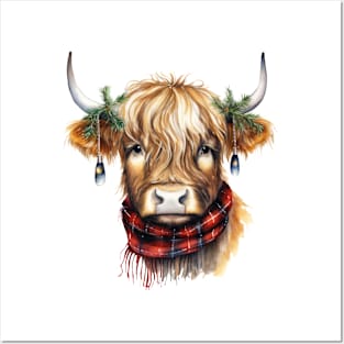 Christmas Highland Cow Posters and Art